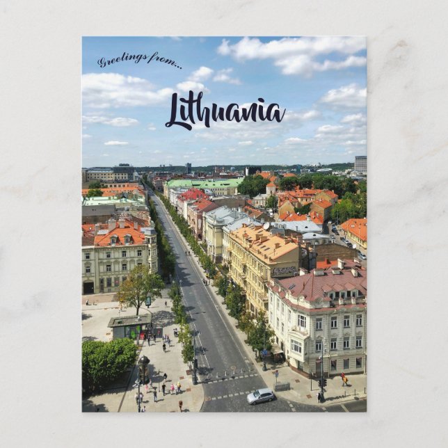 En vy över Vilnius Litauen Vykort (Framsida)