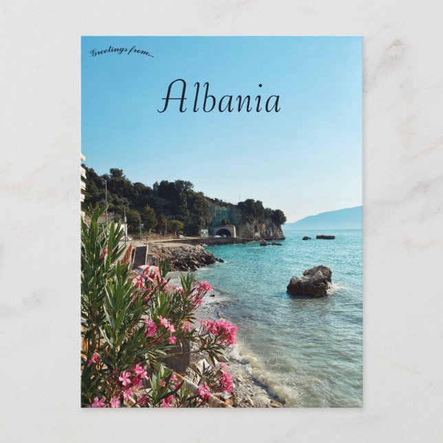 En vy över Vlorë Albanien Vykort (Framsida)