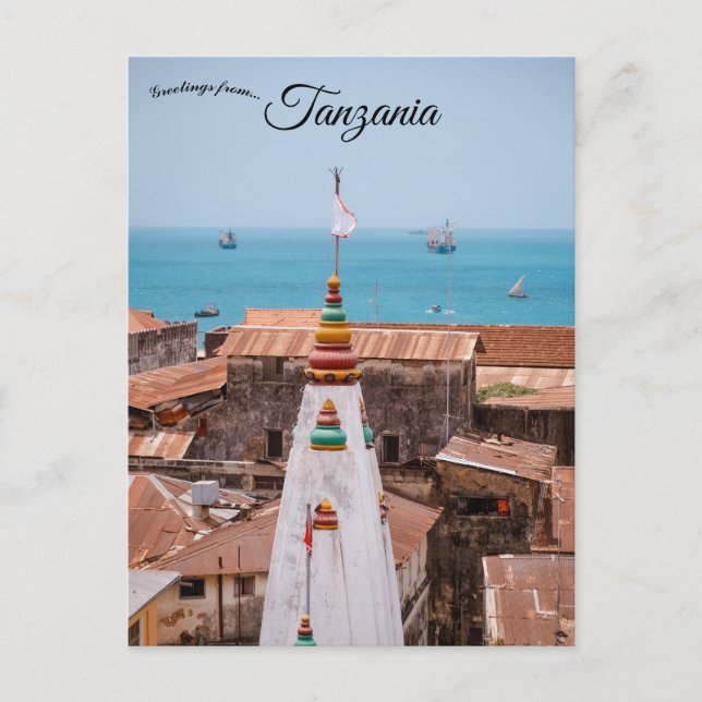 En vy över Zanzibarön Tanzania Vykort (Framsida)