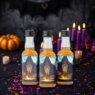 En Warlock som bryter upp Halloween fest Spritflaskor Etikett