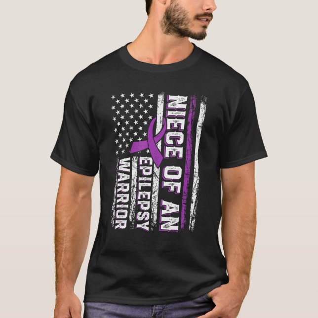 En Warrior Epilepsy Lila Ribbon Support T Shirt (Framsida)