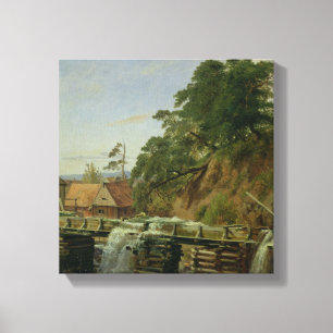 En Watermill i Christiania, c.1834 Canvastryck