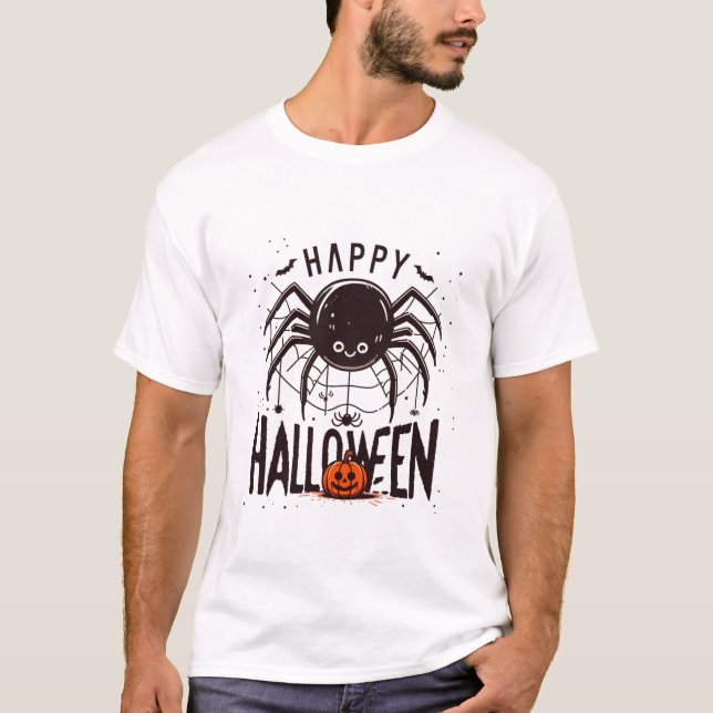 En Webben av Roligt: Happy halloween och Spider T Shirt (Framsida)