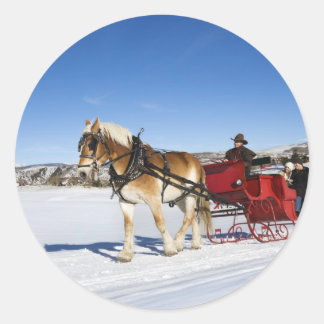 En Western jul - Horse Jul Sleigh Runt Klistermärke