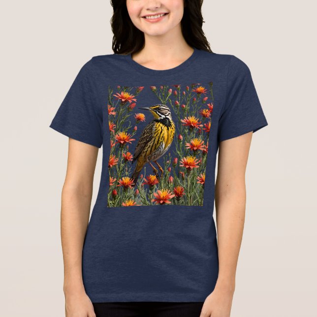 En Western meadowlark omringad av Castilleja lina T Shirt (Framsida)