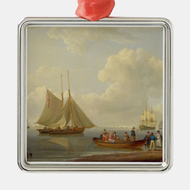 En Wherry som tar passagerare ut till två, ankrade Julgransprydnad Metall (Framsidan)