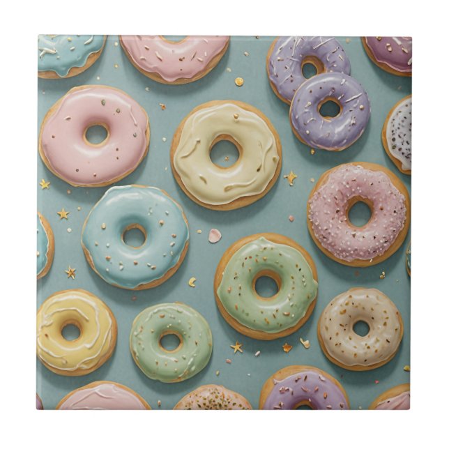 En Whimsisk Pastellglass Donut Dröm Kakelplatta (Framsidan)