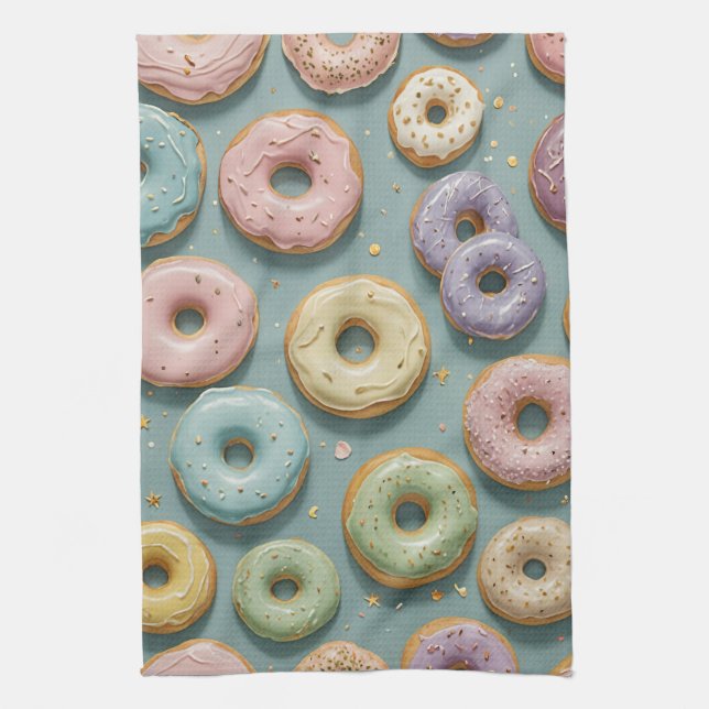 En Whimsisk Pastellglass Donutdröm Kökshandduk (Vertikal)