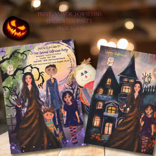 En Wicked bra-familjtid - Happy halloween Inbjudningar