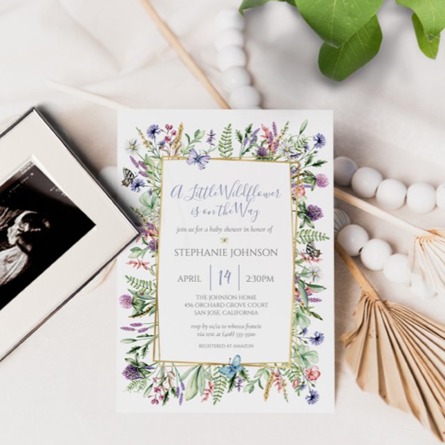 En Wildblomma är på inbjudan till Way Baby Shower (Skapare uppladdad)