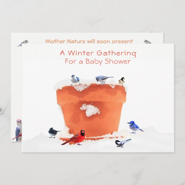 En Winter Baby Shower-Gender Neutral: Inbjudan (Fram/baksida)