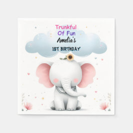 En Wood White Elephant Birthday Första födelsedag Pappersservett