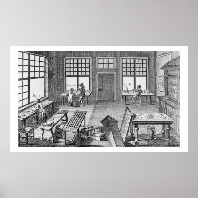 En workshop för möbelinskiktet, från Encyclop Poster (Framsidan)