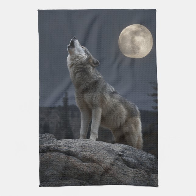 En ylande varg kökshandduk (Vertikal)