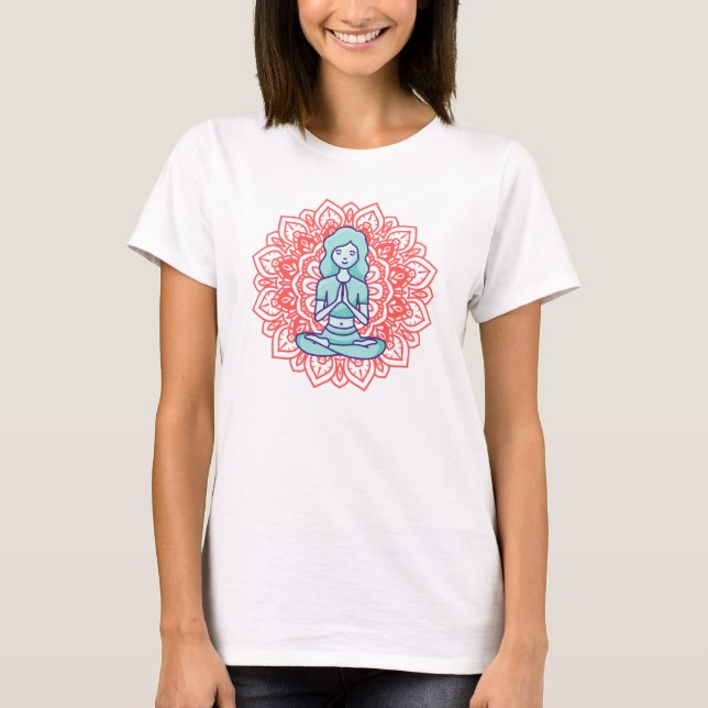 En yoga-flickmeditation t shirt (Framsida)
