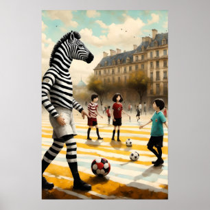 En Zebra-domare i ett fotbollsspel Poster