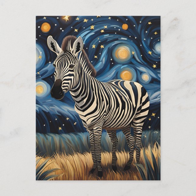 En Zebra i Starry Natt Vykort (Framsida)