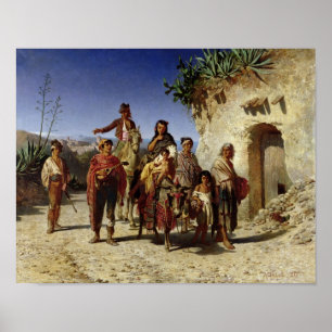 En zigensk familj på vägen, c.1861 poster