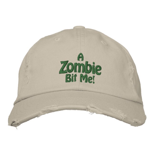 En Zombie Bit mig! Distress Stone Hat Broderad Keps (Framsida)