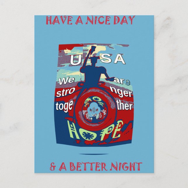 Enade i hopp: Starkare tillsammans - USA konsttryc Vykort (Framsida)