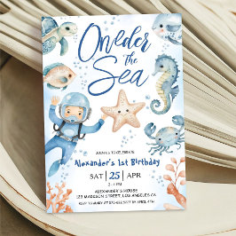 ENAderSea! 1:a födelsedag Cute Ocean Inbjudningar