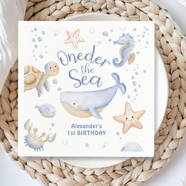 ENAderSea! Boy Cute Ocean 1:a födelsedagen Pappersservett (Skapare uppladdad)