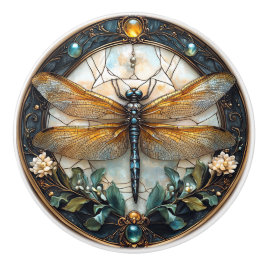 Enamel Dragonfly Flowers Guld Filigree Knopp