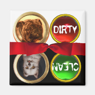 ENAMEL MINIATURE HUND PORTRÄTT DIRTY CLEAN MAGNET