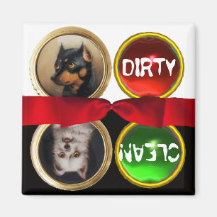 ENAMEL MINIATURE HUND PORTRÄTT DIRTY CLEAN MAGNET