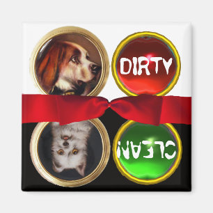 ENAMEL MINIATURE HUND PORTRÄTT DIRTY CLEAN MAGNET