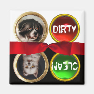 ENAMEL MINIATURE HUND PORTRÄTT DIRTY CLEAN MAGNET