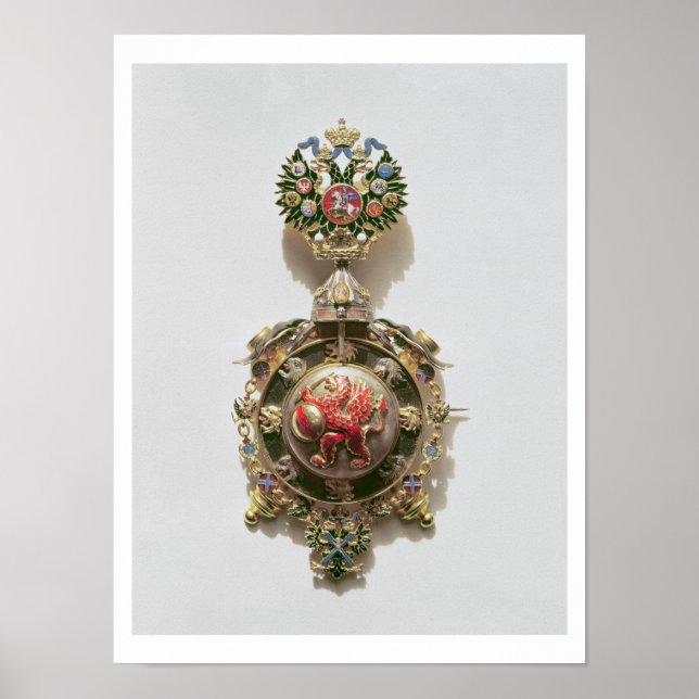 Enameled medallion som skildrar jacka av arm poster (Framsidan)