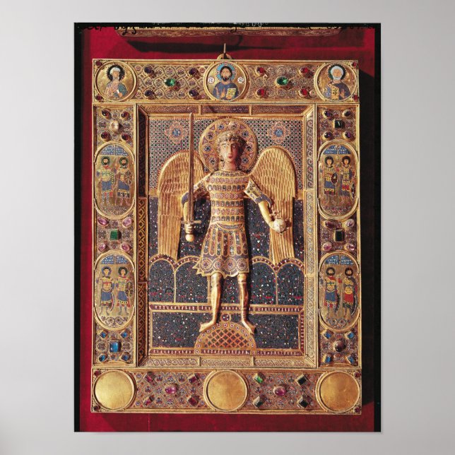 Enameled plaque som skildrar Archangel Michael Poster (Framsidan)