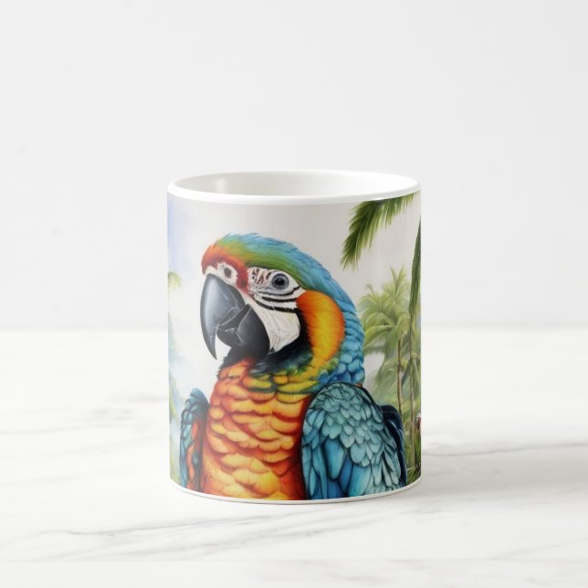 Enastående Anpassningsbar Monogram Parrot Macaw Mu Kaffemugg (Center)