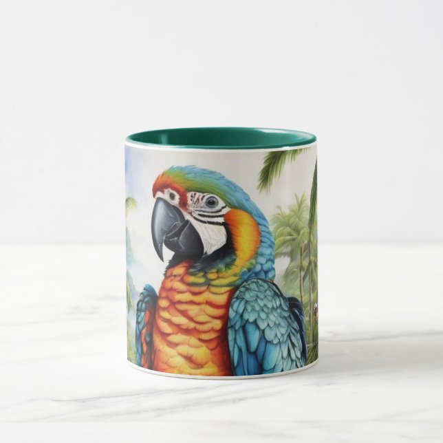 Enastående Anpassningsbar Monogram Parrot Macaw Mu Mugg (Center)