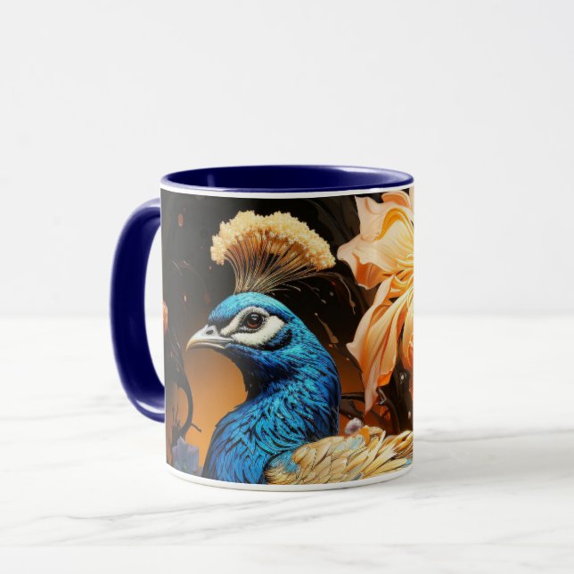 Enastående Anpassningsbar Monogram Peacock Mugg (Framsida vänster)