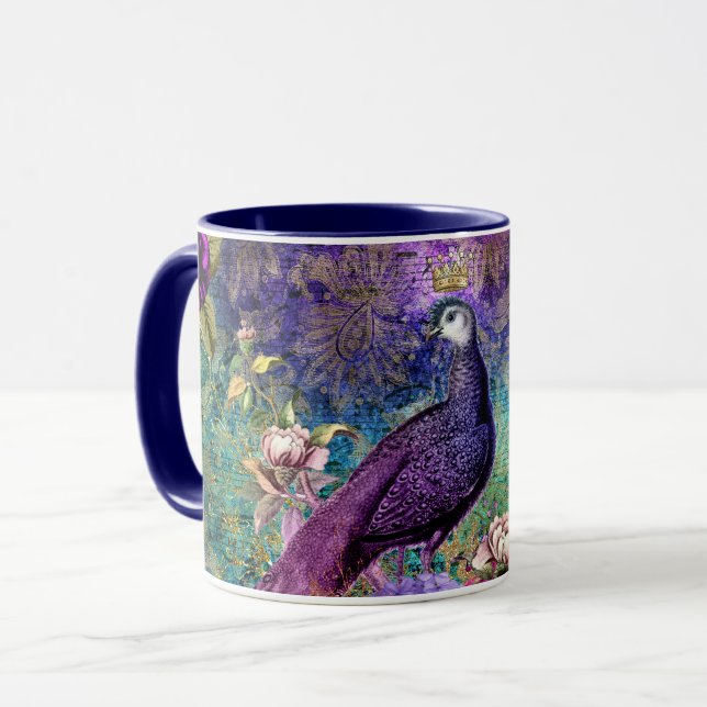 Enastående Anpassningsbar Monogram Peacock Mugg (Framsida vänster)