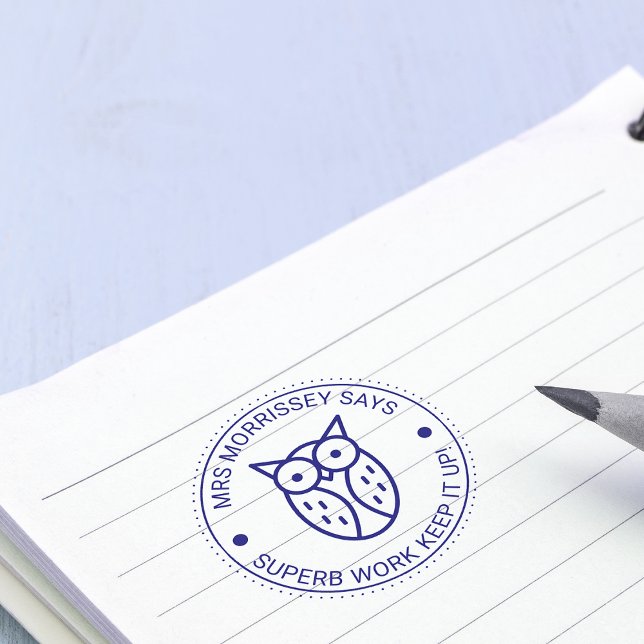 Enastående Arbete Ugglärare Personlig Självfärgande Stämpel (Superb Work Owl Teachers Personalized Self-inking Stamp)