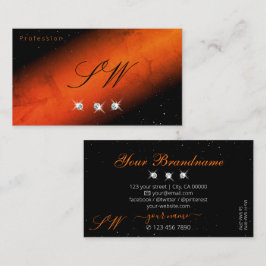 Enastående Black Orange Sparkling Jewels Monogram Visitkort