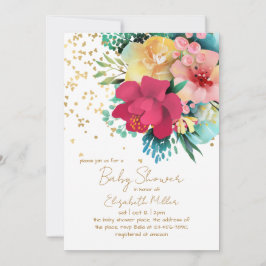 Enastående Blommigt Baby i babyskor för blommor Inbjudningar