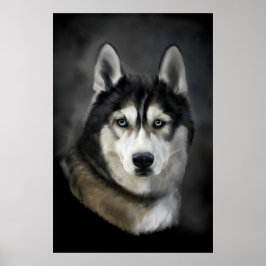 Enastående digitalmålning i siberian husky poster