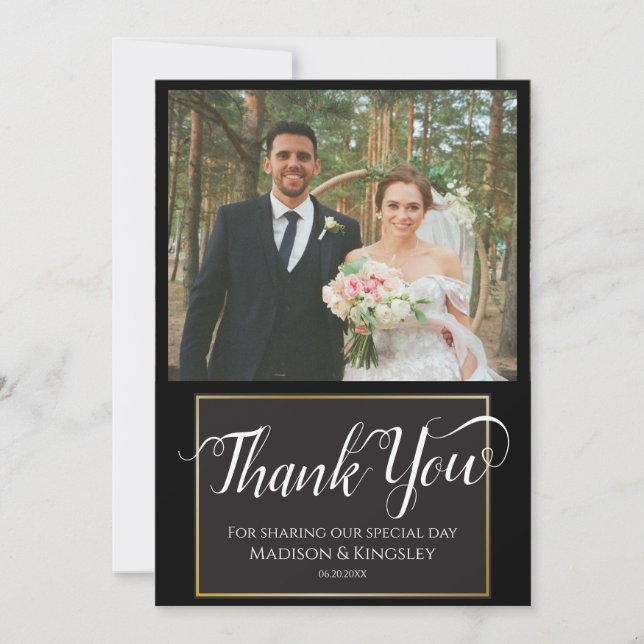 Enastående Edgy svart, tunt, minimalt tackkort Inbjudningar (Framsida)