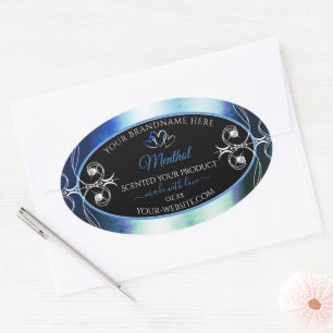 Enastående etiketter för ornate Blue Teal Black-pr