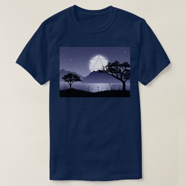 Enastående full Moon Polyhedral D20 Dice Tabletop  T Shirt (Design framsida)