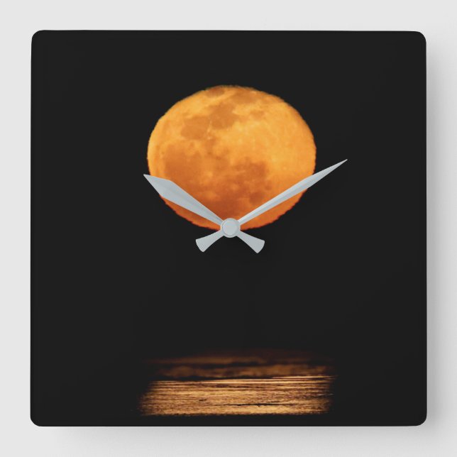 Enastående full Moon | Södra Padre Island, Texas Fyrkantig Klocka (Framsida)
