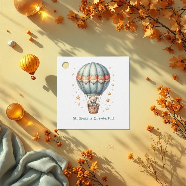 Enastående Luftballong Gåvor Etiketter (One-derful Hot Air Balloon Favor Tags)