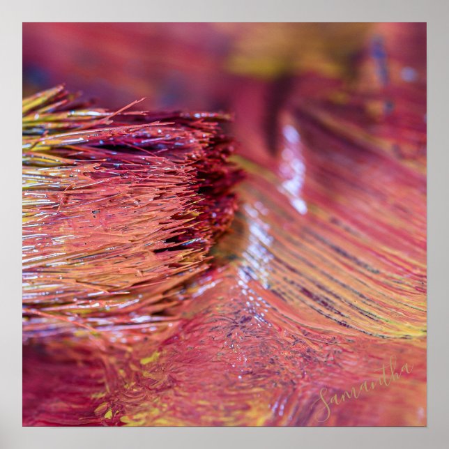 Enastående målpensel för Rosa Gult Guld anpassade  Poster (Framsidan)