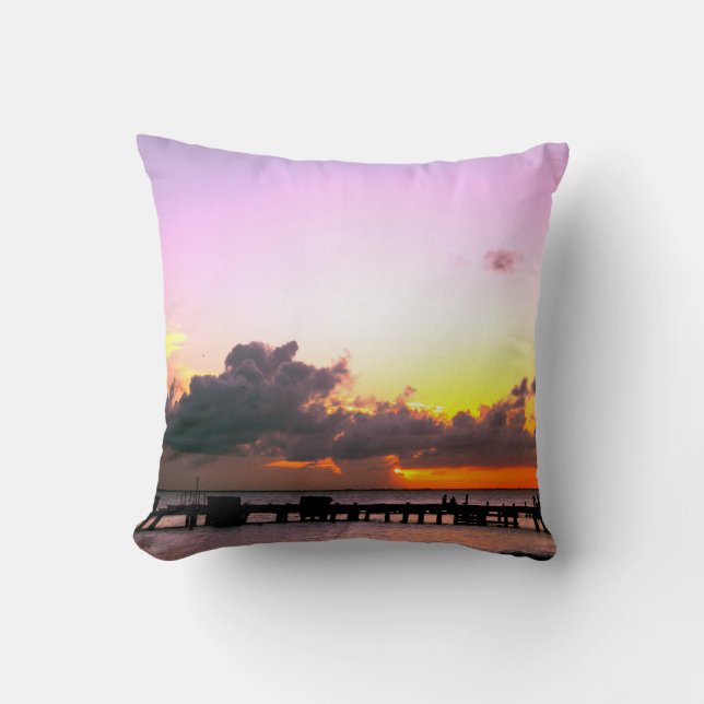 Enastående mexikanskt solnedgång i lila guld orang kudde (Framsida)