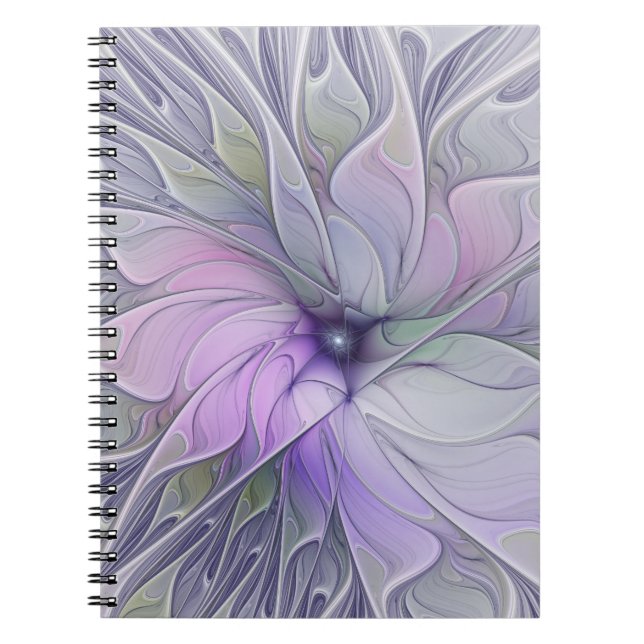 Enastående, modern Abstrakt Fractal Art Flower Anteckningsbok (Framsidan)