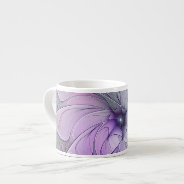 Enastående, modern Abstrakt Fractal Art Flower Espressomugg (Framsida vänster)